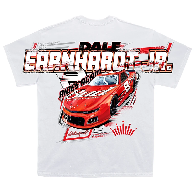 Men's JR Motorsports Official Team Apparel White Dale Earnhardt Jr. Budweiser Tonal Print T-Shirt
