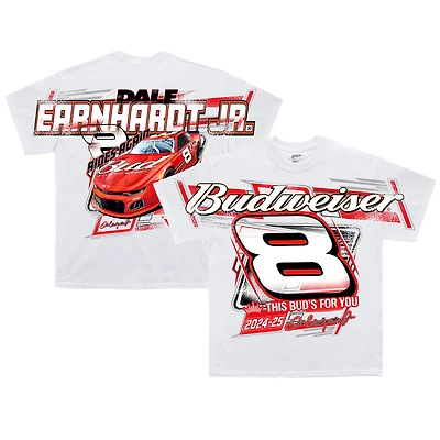 Men's JR Motorsports Official Team Apparel White Dale Earnhardt Jr. Budweiser Tonal Print T-Shirt