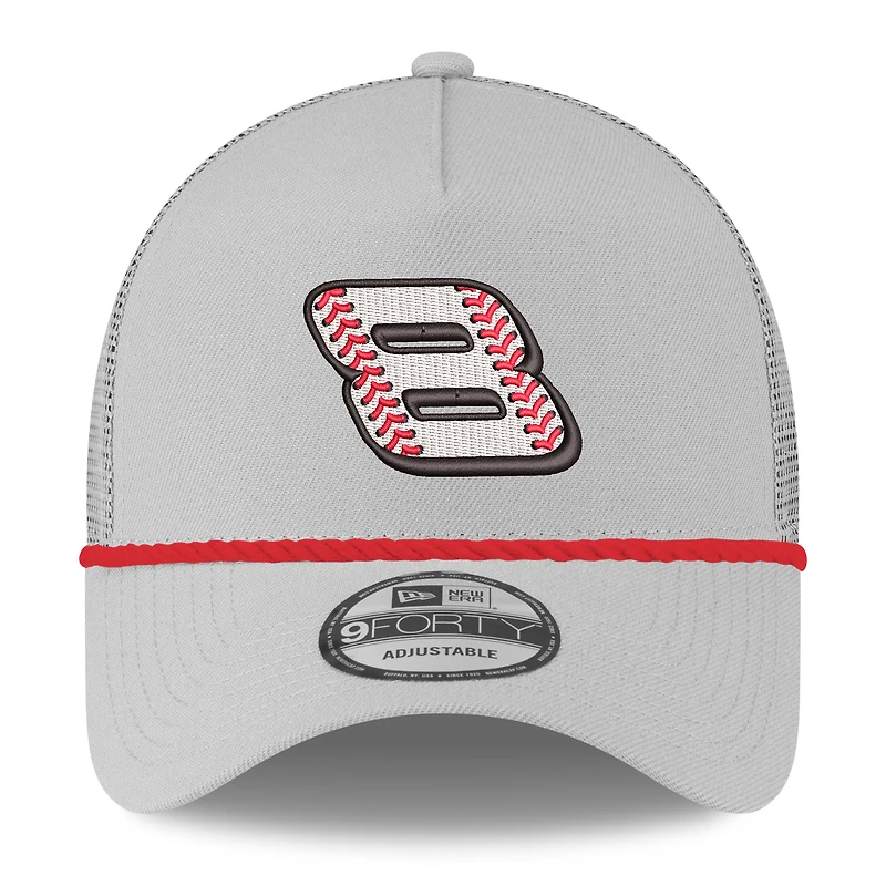 Men's New Era Gray Dale Earnhardt Jr. Budweiser 9FORTY A-Frame Trucker Adjustable Hat