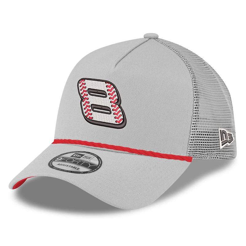 Men's New Era Gray Dale Earnhardt Jr. Budweiser 9FORTY A-Frame Trucker Adjustable Hat