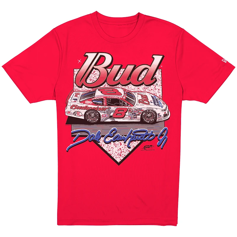 Men's New Era Red Dale Earnhardt Jr. Budweiser x MLB 2025 Speedway Classic Car T-Shirt