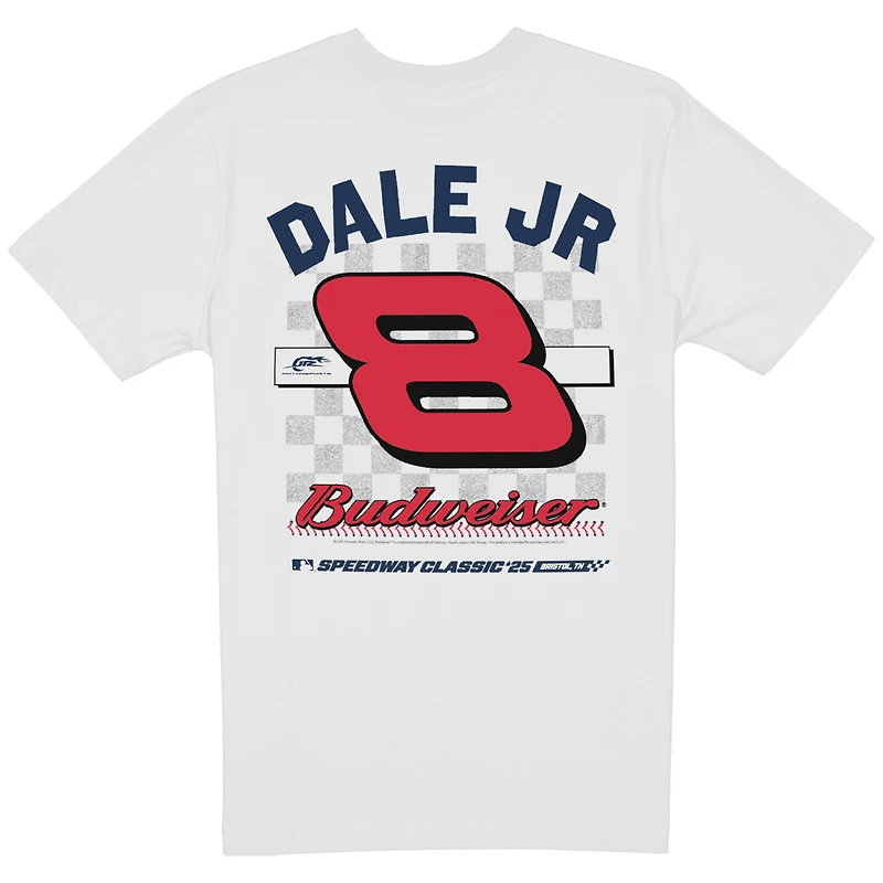 Men's New Era White Dale Earnhardt Jr. Budweiser x MLB 2025 Speedway Classic Car T-Shirt