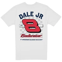 Men's New Era White Dale Earnhardt Jr. Budweiser x MLB 2025 Speedway Classic Car T-Shirt