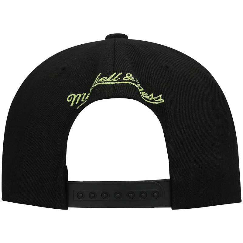 Men's Mitchell & Ness Black/Green Dallas Burn Historic Logo Since '96 Foundation Script Snapback Hat