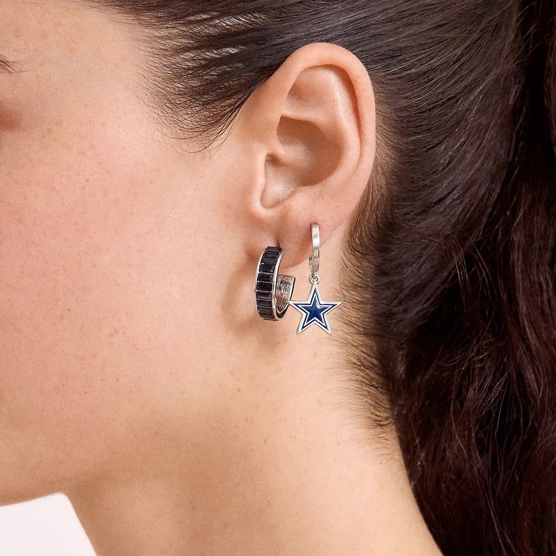 Lot de 2 boucles d'oreilles créoles baguette BaubleBar des Cowboys de Dallas