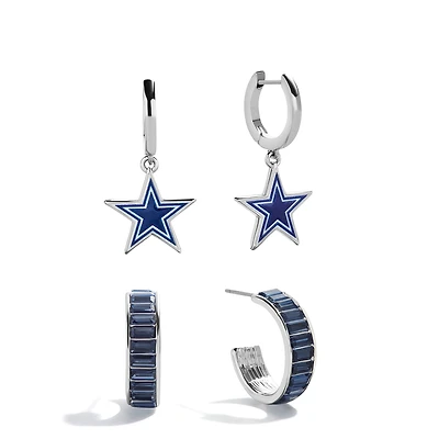 Lot de 2 boucles d'oreilles créoles baguette BaubleBar des Cowboys de Dallas