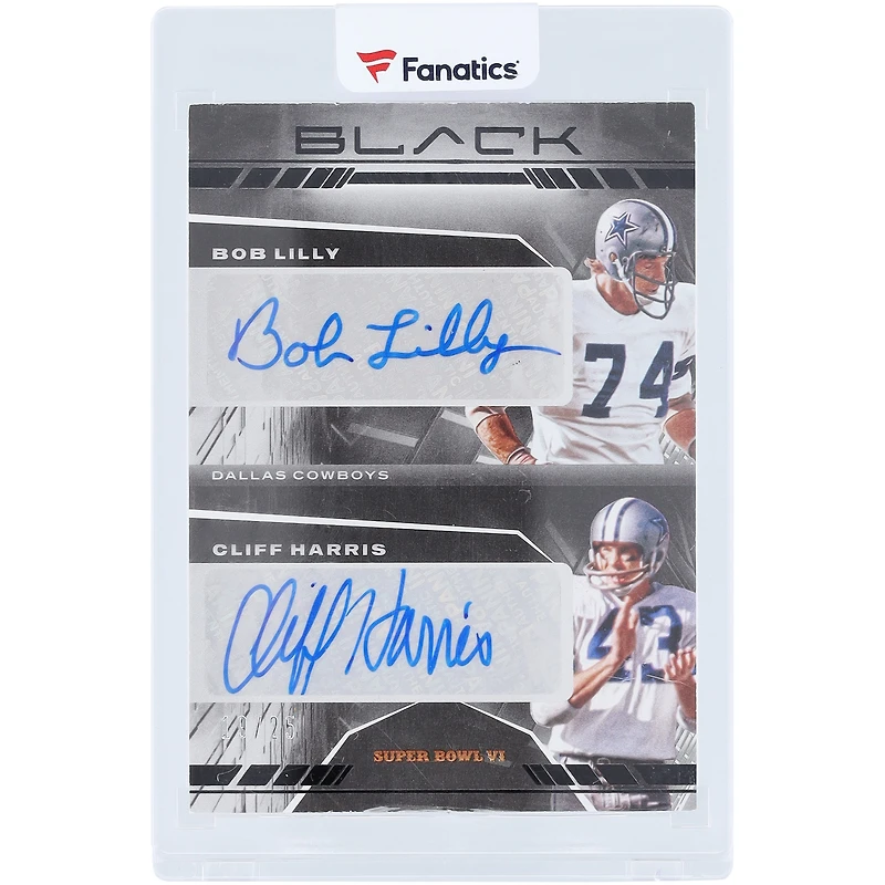 Bob Lilly & Cliff Harris Dallas Cowboys Autographed 2021 Panini Black Super Bowl VI #SBD-DC #19/25 Card