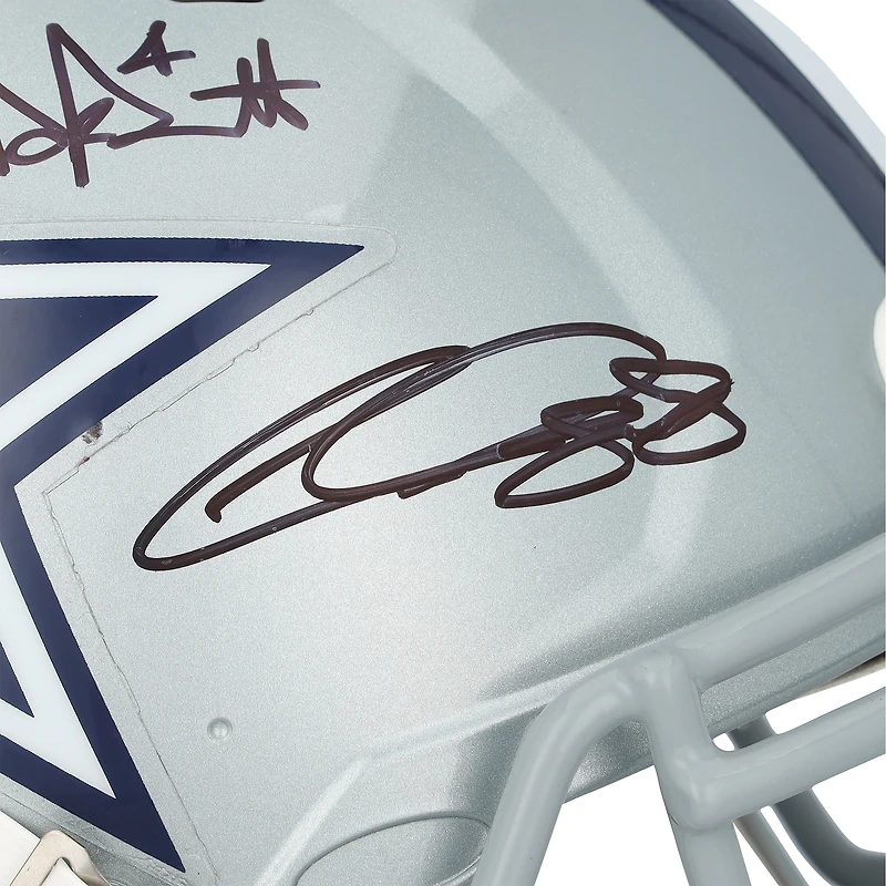 CeeDee Lamb, Dak Prescott & George Pickens Dallas Cowboys Autographed Riddell Speed Authentic Helmet