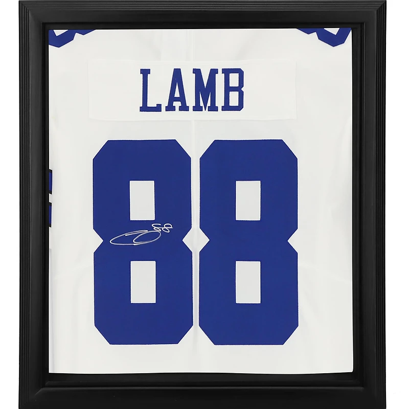 Maillot Nike blanc encadré autographié par CeeDee Lamb des Dallas Cowboys, édition limitée, Shadowbox