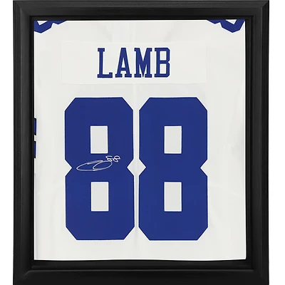 Maillot Nike blanc encadré autographié par CeeDee Lamb des Dallas Cowboys, édition limitée, Shadowbox