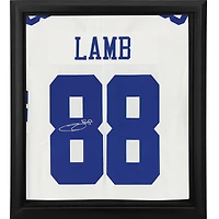 Maillot Nike blanc encadré autographié par CeeDee Lamb des Dallas Cowboys, édition limitée, Shadowbox