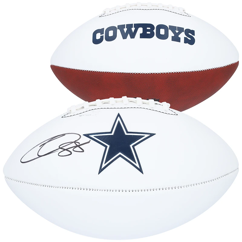 Ballon de football à panneau blanc Franklin autographié par CeeDee Lamb des Dallas Cowboys