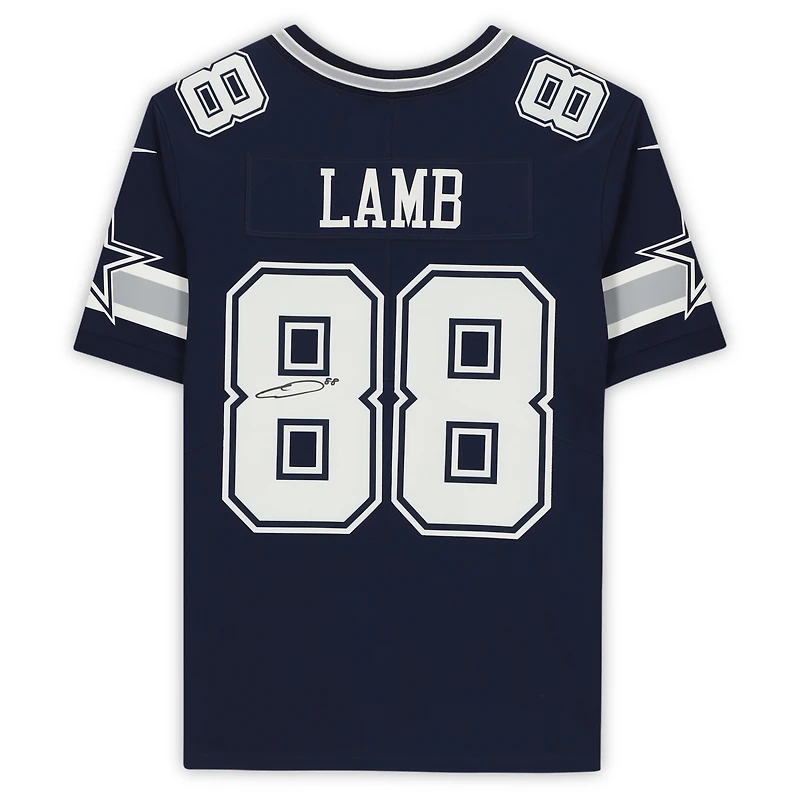 Maillot Nike bleu marine dédicacé par CeeDee Lamb des Cowboys de Dallas