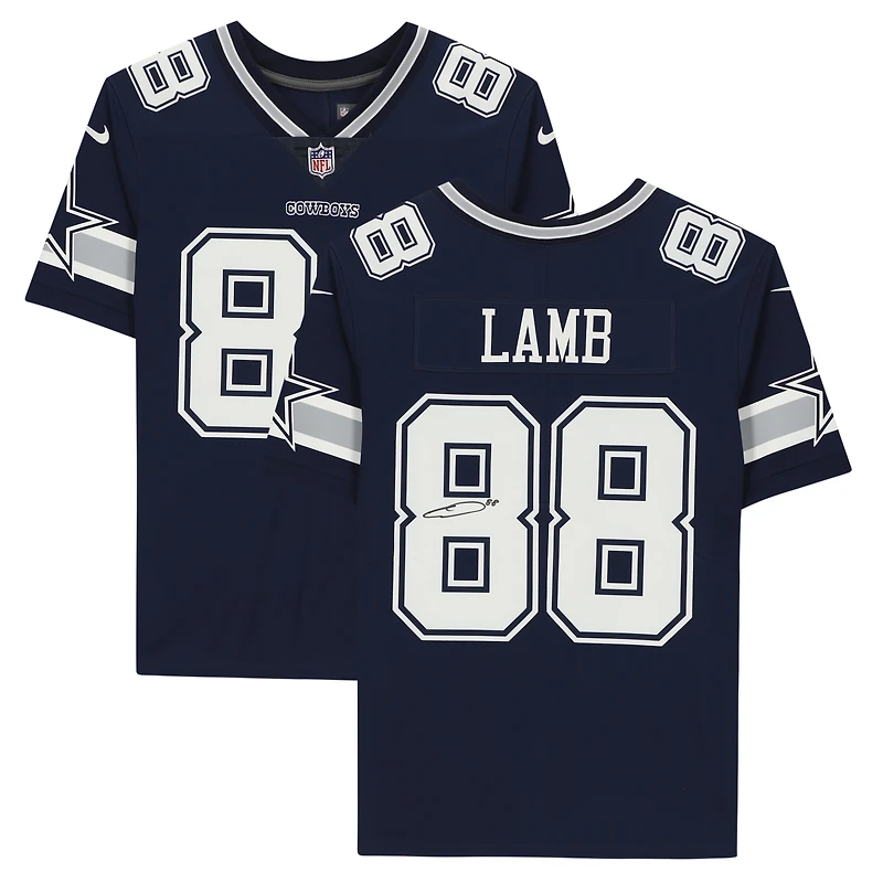 Maillot Nike bleu marine dédicacé par CeeDee Lamb des Cowboys de Dallas