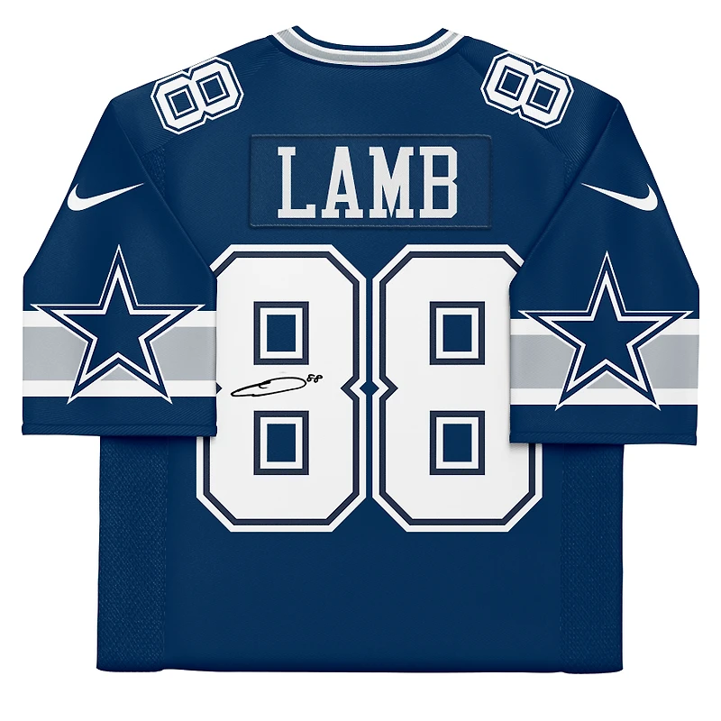 Maillot Nike bleu marine dédicacé par CeeDee Lamb des Cowboys de Dallas
