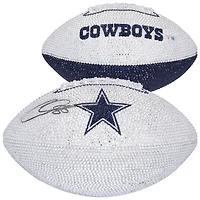 CeeDee Lamb Dallas Cowboys Autographed Swarovski Crystal White Panel Football - Art by Rock On Sports 
