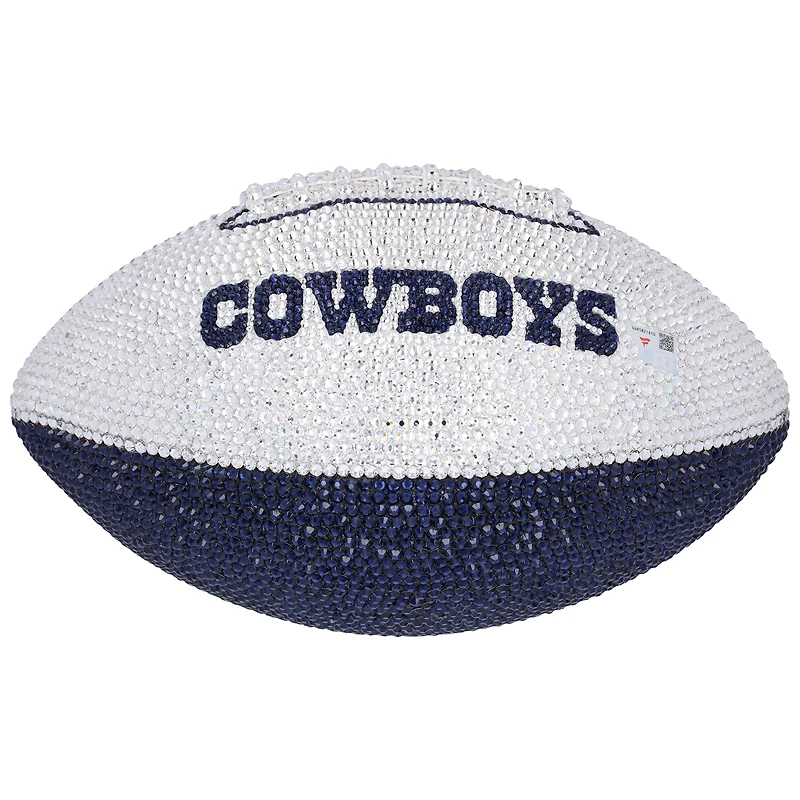 CeeDee Lamb Dallas Cowboys Autographed Swarovski Crystal White Panel Football - Art by Rock On Sports 