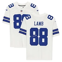 Maillot Nike blanc dédicacé par CeeDee Lamb des Cowboys de Dallas