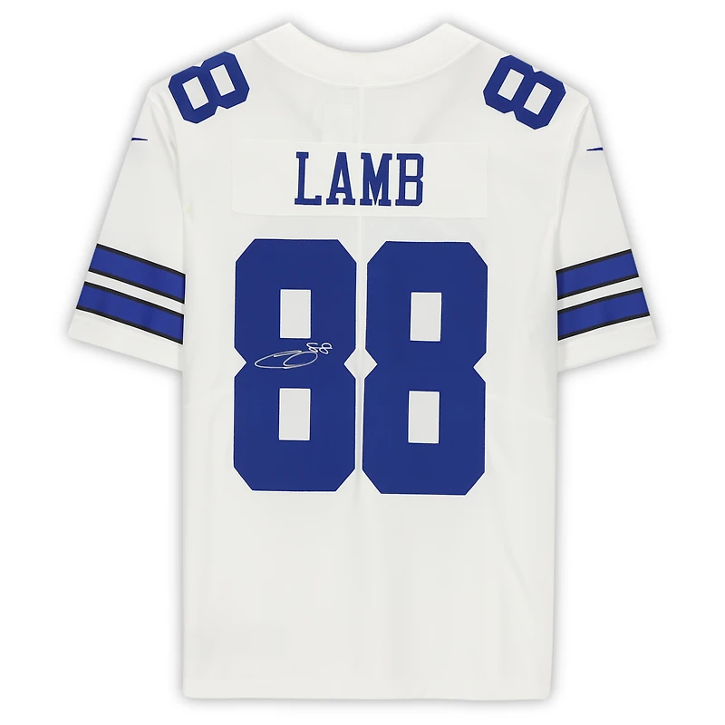 Maillot Nike blanc dédicacé par CeeDee Lamb des Cowboys de Dallas