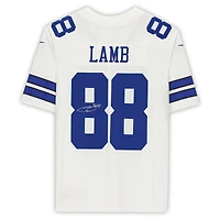 Maillot Nike blanc dédicacé par CeeDee Lamb des Cowboys de Dallas