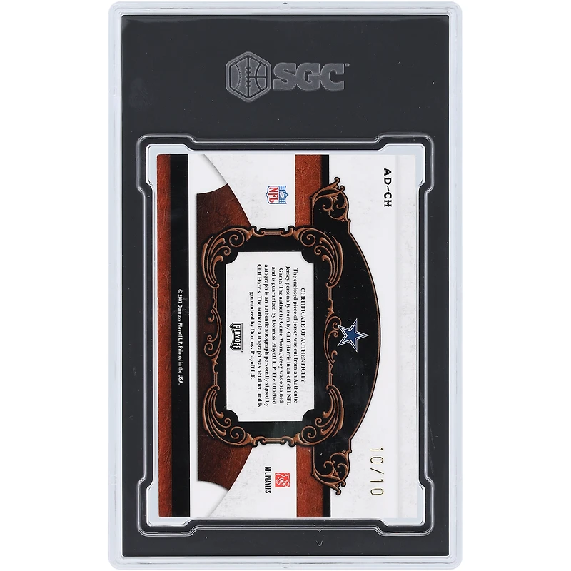 Cliff Harris Dallas Cowboys Autographed 2007 Playoff National Treasures All Decade Material Jersey Relic #AD-CH #10/10 SGC Authenticated 8.5 Card