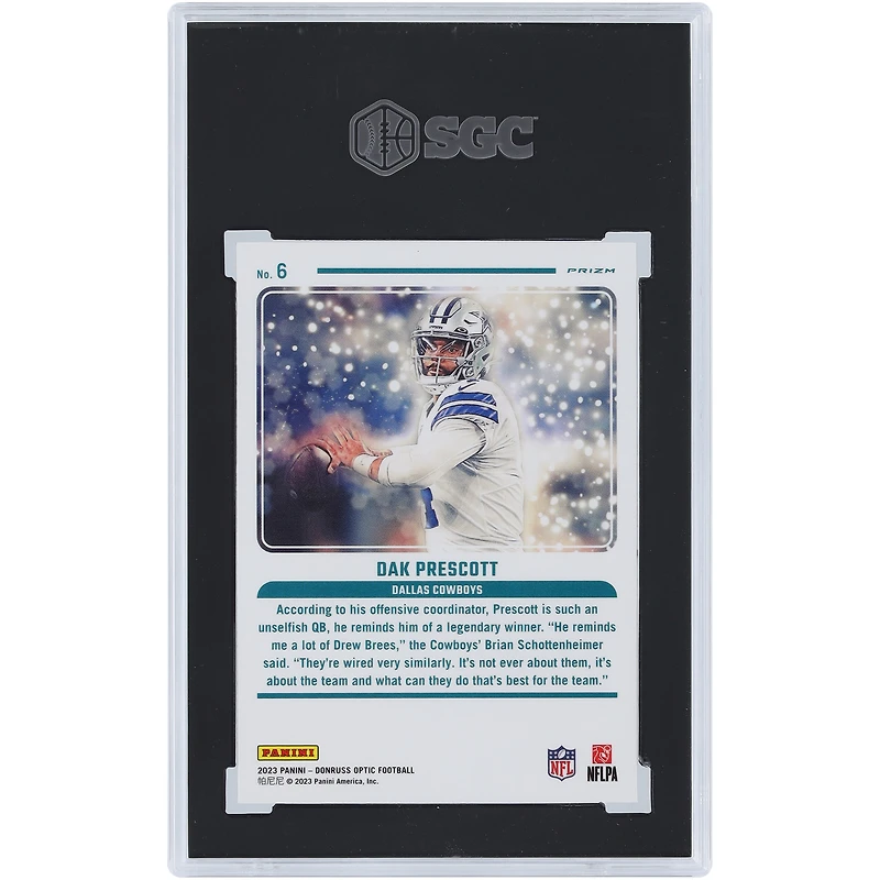 Carte Panini Donruss Optic Mythical #6 SGC 2023 des Cowboys de Dallas de Dak Prescott, authentifiée, 10 pièces