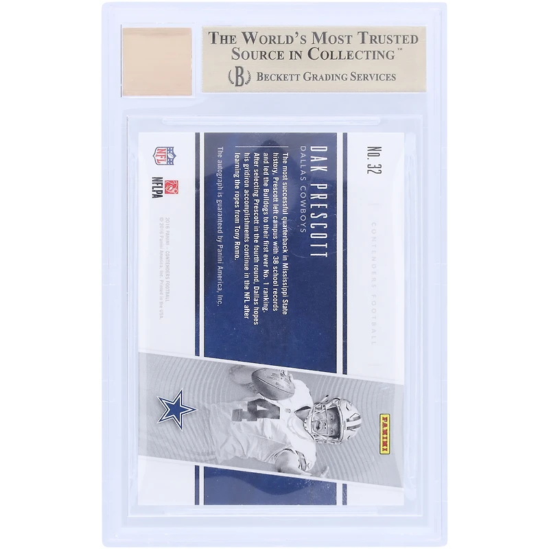 Dak Prescott Dallas Cowboys Autographed 2016 Panini Contenders Rookie Round Up #32 #24/25 BGS Authenticated 9.5/10 Rookie Card - 9.5,9.5,9,9.5 Subgrades