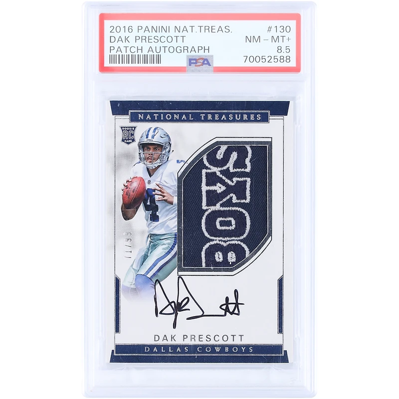 Dak Prescott Dallas Cowboys Autographed 2016 Panini National Treasures Cowboys Logo Relic RPA #130 #71/99 BGS Authenticated 8.5 Rookie Card