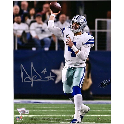 Dak Prescott Dallas Cowboys Autographed 8" x 10" White Throwing Photograph