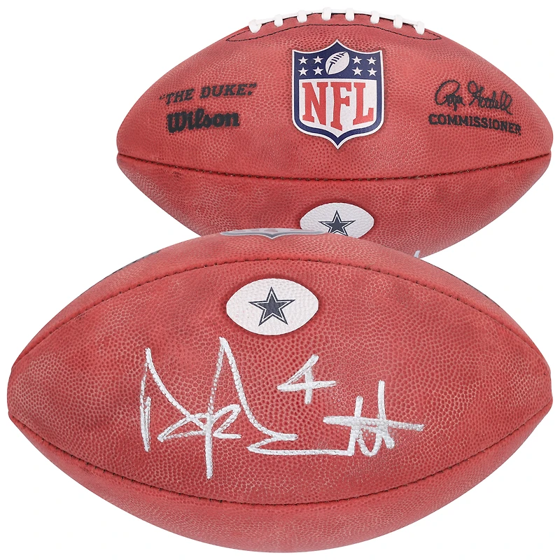 Autocollant de football autographié par Dak Prescott Dallas Cowboys Duke Team