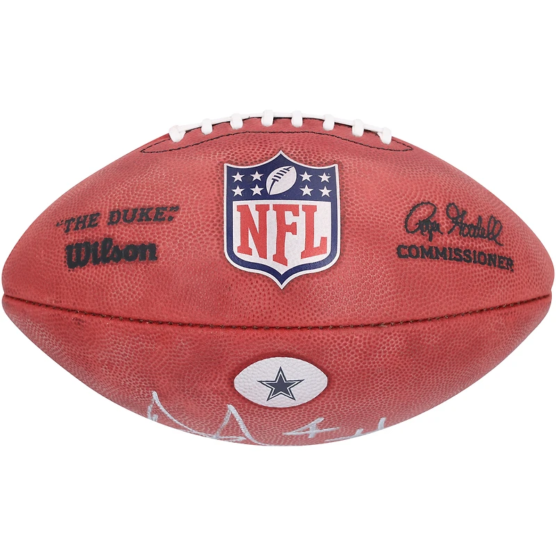 Autocollant de football autographié par Dak Prescott Dallas Cowboys Duke Team