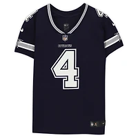 Maillot Nike Elite bleu marine autographié par Dak Prescott des Dallas Cowboys