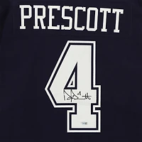 Maillot Nike Elite bleu marine autographié par Dak Prescott des Dallas Cowboys