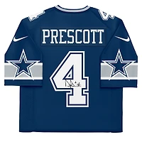 Maillot Nike Elite bleu marine autographié par Dak Prescott des Dallas Cowboys