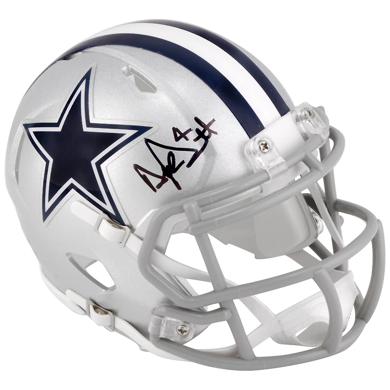 Mini casque Riddell Speed ​​dédicacé par Dak Prescott Dallas Cowboys