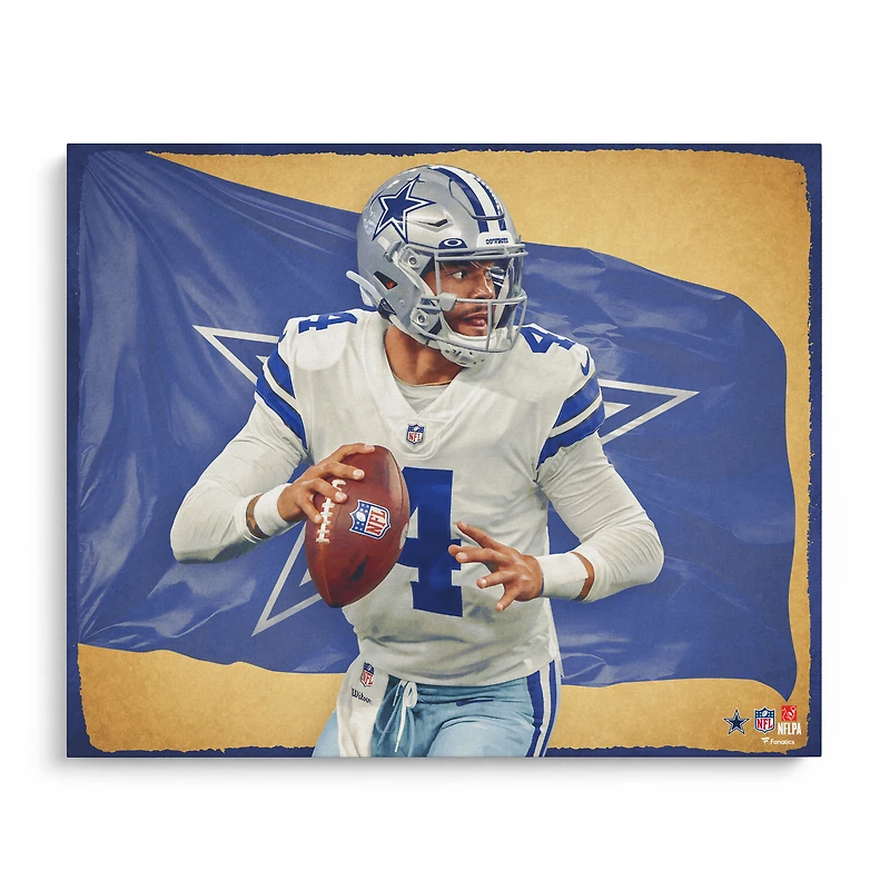 Tirage photo non signé de Dak Prescott Dallas Cowboys 16" x 20" - Conçu par l'artiste Brian Konnick