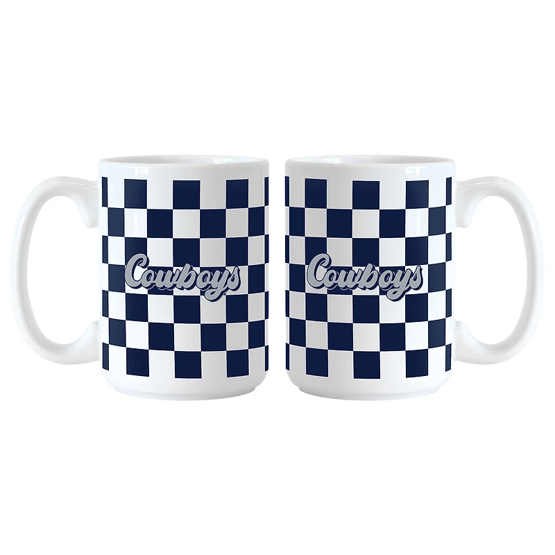 Dallas Cowboys 2-Pack 15oz. Checkered Wordmark Mug Set