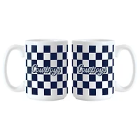 Dallas Cowboys 2-Pack 15oz. Checkered Wordmark Mug Set