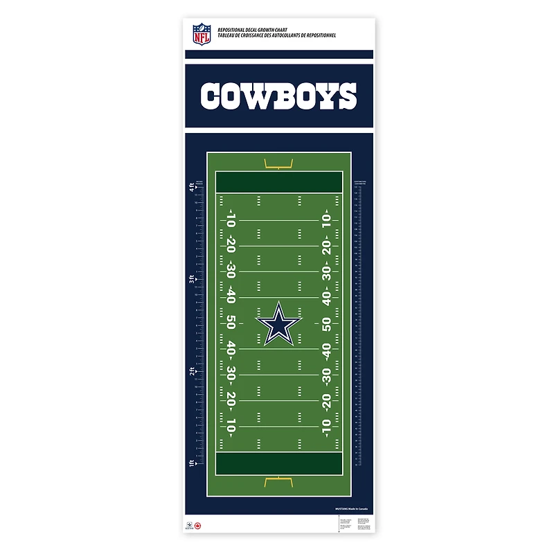 Dallas Cowboys - Tableau de croissance des décalcomanies repositionnables sur le terrain de 24'' x 60''