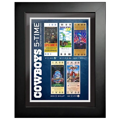 Dallas Cowboys 5-Time Super Bowl Champions 12 '' x 16 '' Billet pour l'histoire encadrée
