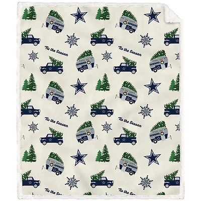Couverture en flanelle sherpa Dallas Cowboys 50'' x 60'' à motif camionnette pour les fêtes