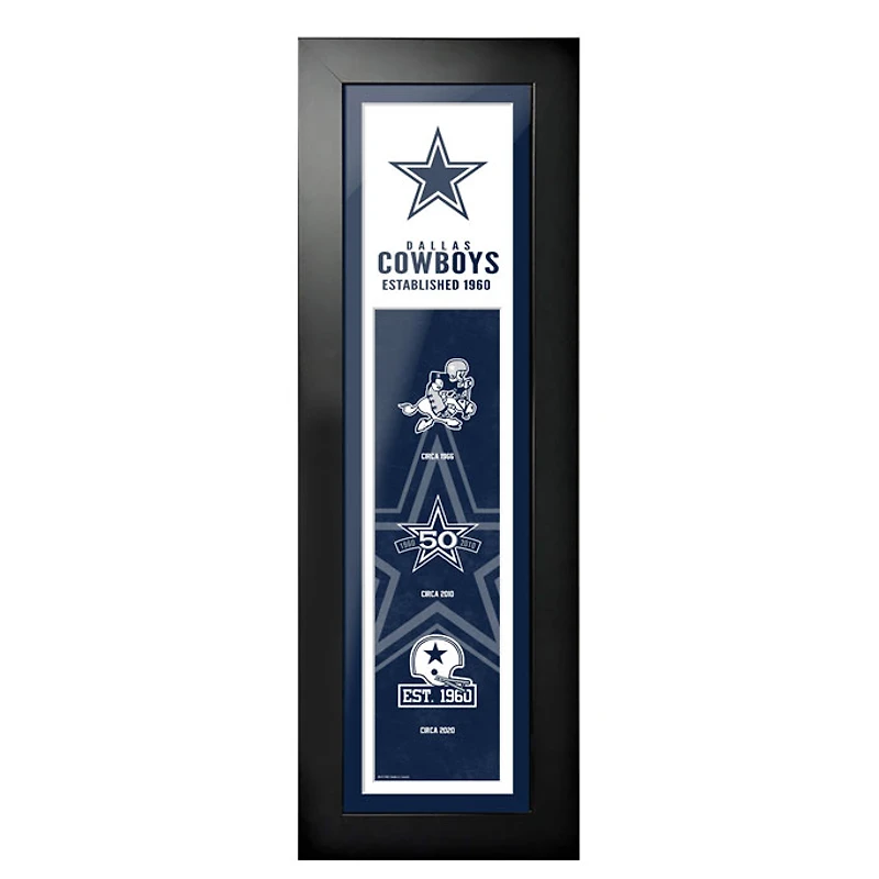 Dallas Cowboys - 6'' x 22'' Logos to History Cadre encadré