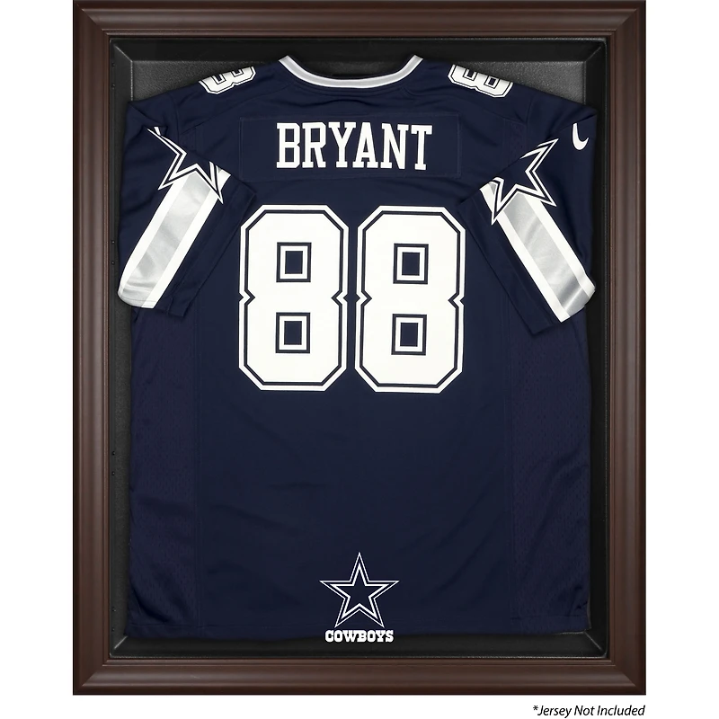 Vitrine de présentation du maillot avec logo encadré marron des Cowboys de Dallas