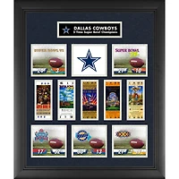 Réplique encadrée du billet et du score du Super Bowl des Dallas Cowboys - Édition limitée à 1 000 exemplaires