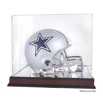 Vitrine de présentation du logo du casque des Cowboys de Dallas en acajou avec dos miroir