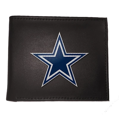 Portefeuille à deux volets brodé en cuir synthétique des Cowboys de Dallas