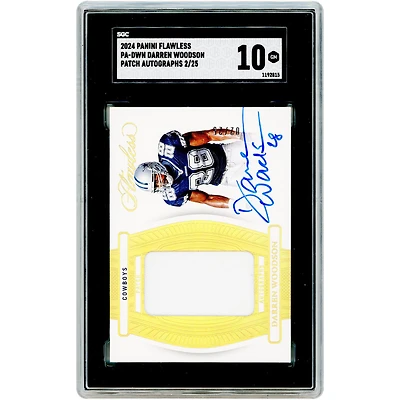 Darren Woodson Dallas Cowboys Autographed 2024 Panini Flawless Jumbo Patch Relic #PA-DWN #2/25 SGC Authenticated 10 Card