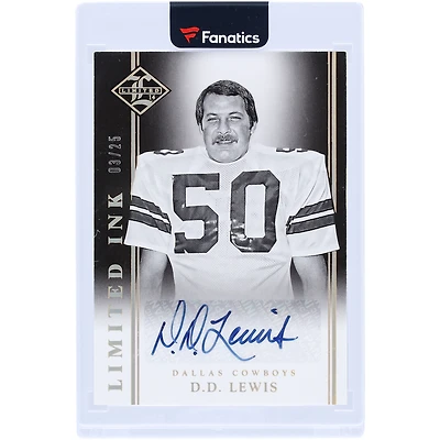 Carte Panini Limited Ink #LI-DD #3/25 autographiée par D.D. Lewis des Cowboys de Dallas 2014