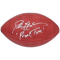 Ballon de football en couleur autographié par Deion Sanders des Dallas Cowboys avec l'inscription « Primetime »