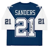 Maillot Mitchell & Ness Legacy 1995 bleu marine dédicacé par Deion Sanders des Cowboys de Dallas avec inscription « HOF 2011 »